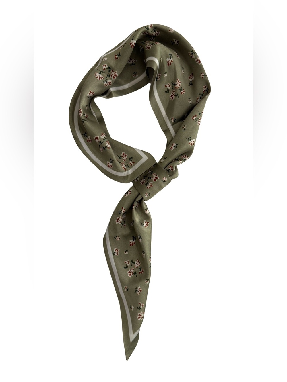 Floral Scarf in Green & White Like New
